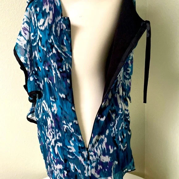 B-Wear Byer California Multicolored Sleeveless Teal & Purple Dressy Blouse Sz S - Picture 4 of 9